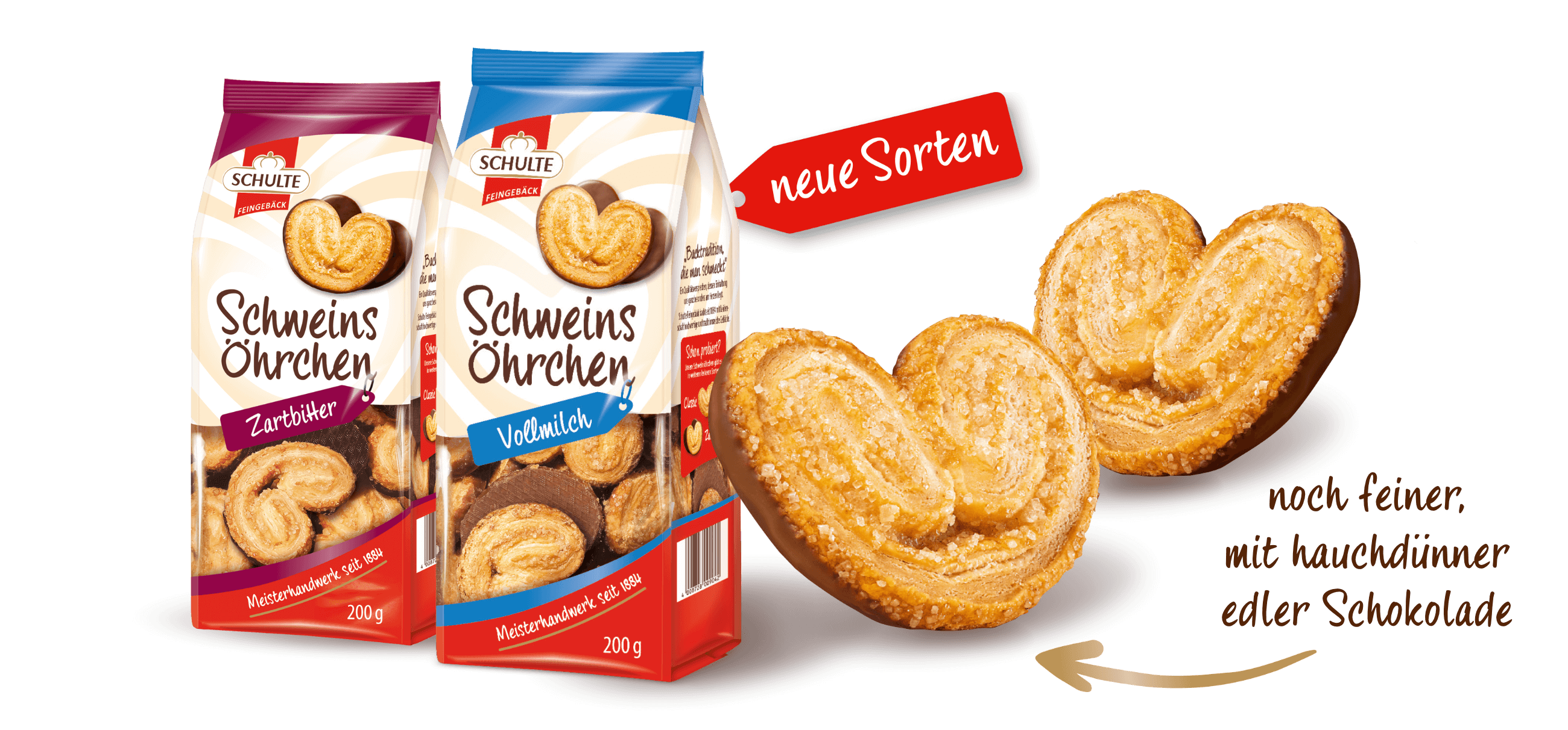 Blätterteig-Schweinsöhrchen - noch feiner, mit hauchdünner edler Schokolade